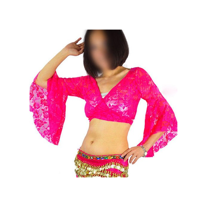 Social TOOGOO(R) del vientre Sexy Encaje Baile Danza Disfraces-Rose Blusa Choli Top sujetador