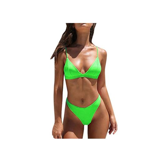Neon Bikini Set brasileño triángulo baño Suit 2 piezas Cheeky Fondo Bikini