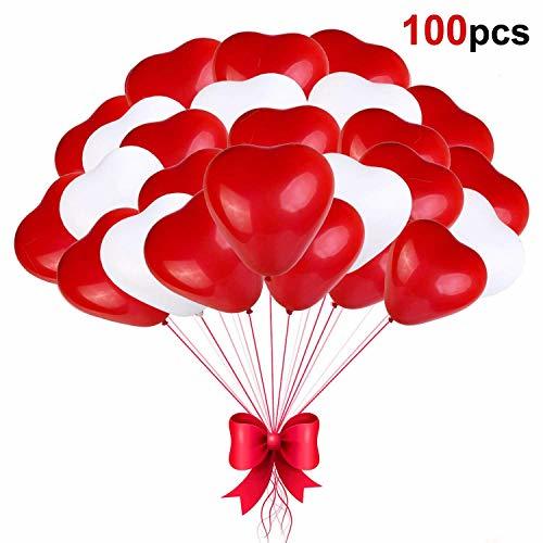 Lugar Sinwind Globos de corazón , 100 Piezas Globos de corazón Premium Rojo