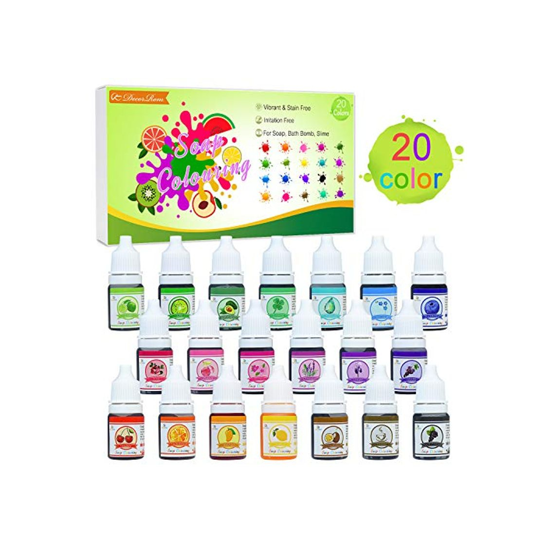 Social Colorante Jabón 20 Colores - Colorante de Bomba de Baño Líquido para