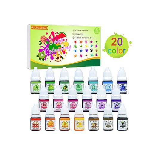 Colorante Jabón 20 Colores - Colorante de Bomba de Baño Líquido para