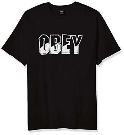 Obey Block Buster Basic tee Camiseta, Negro