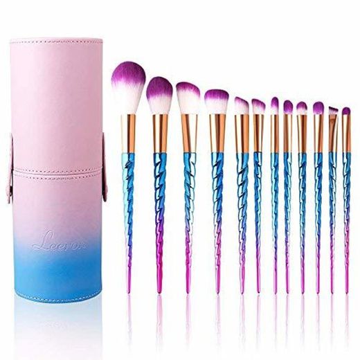 Brochas de Maquillaje,12 pcs Pinceles de maquillaje profesional con estuche, Pincel de