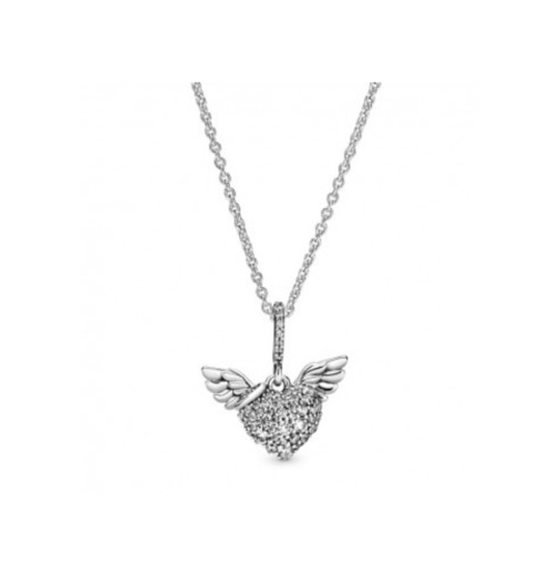 Colar Pavé Heart & Angel Wings