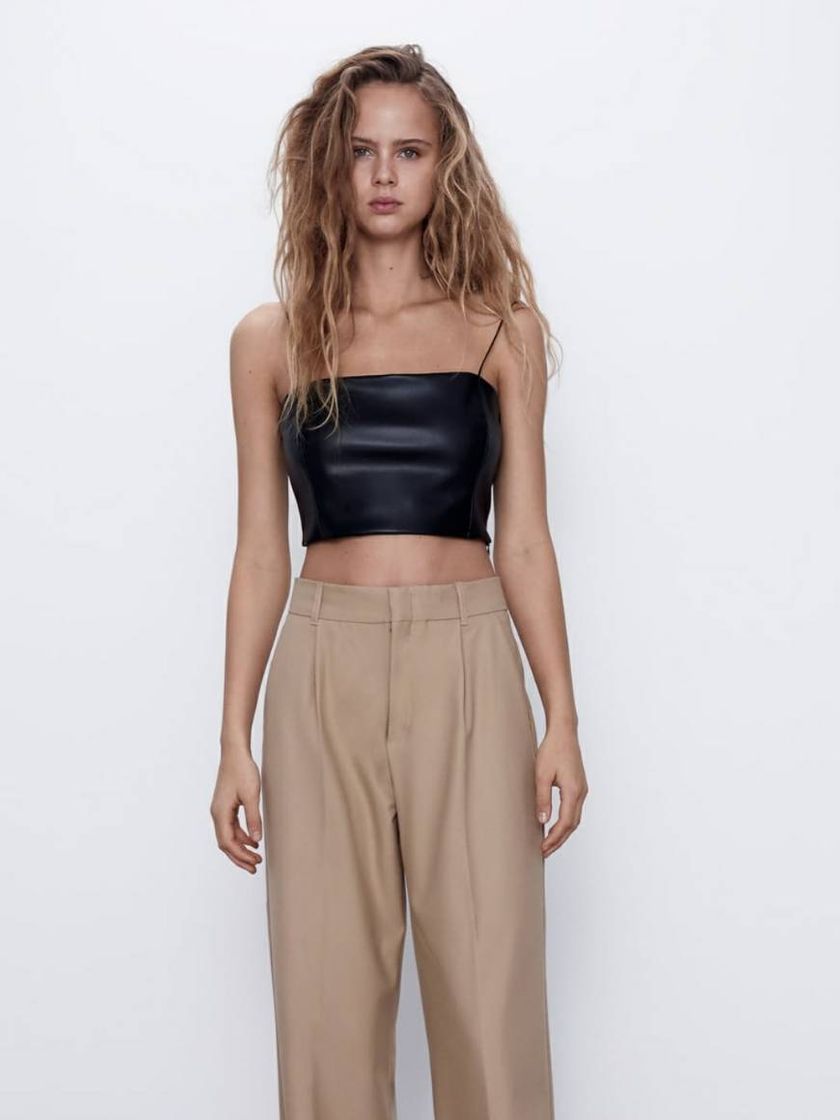 Fashion TOP CROPPED EFECTO PIEL