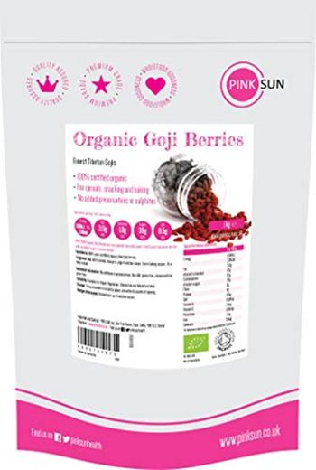 PINK SUN Bayas de Goji Organicas 1kg Crudas Mejor Tamaño Grande Tibetano Tibetan Raw Organic Goji Berries 1000g Bulk