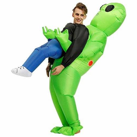 Reuvv - Disfraz Inflable de Alien Verde para Fiesta de Halloween