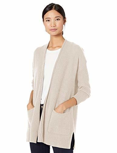 Goodthreads Wool Blend Honeycomb Cocoon Sweater Cardigan-Sweaters, Jaspeado Pálido, US M