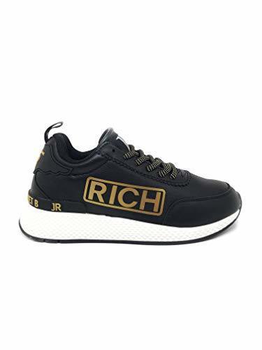 Moda John Richmond - JR104C - Zapatillas Deportivas Negras y Doradas para otoño-Invierno