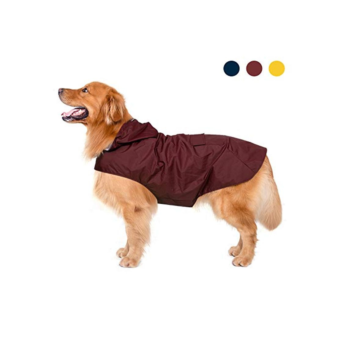 Product Zellar Impermeable para Perros con Capucha y Collar Agujero y Tiras reflectoras