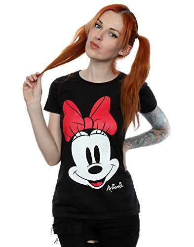 Moda Disney mujer Minnie Mouse Distressed Face Camiseta X-Large Negro