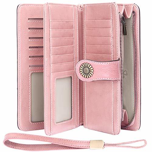 Producto Cartera Cuero Mujer Bloqueo RFID Monedero Piel Mujer Grande con Muchos Bolsillos,