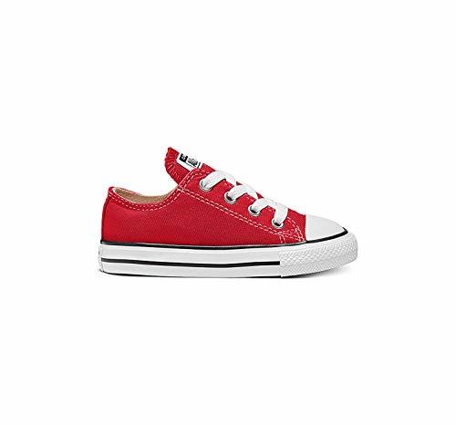 Social Converse Ctas Core Ox 015810-21-4 - Zapatillas de tela para niños, Blanco-Rojo,