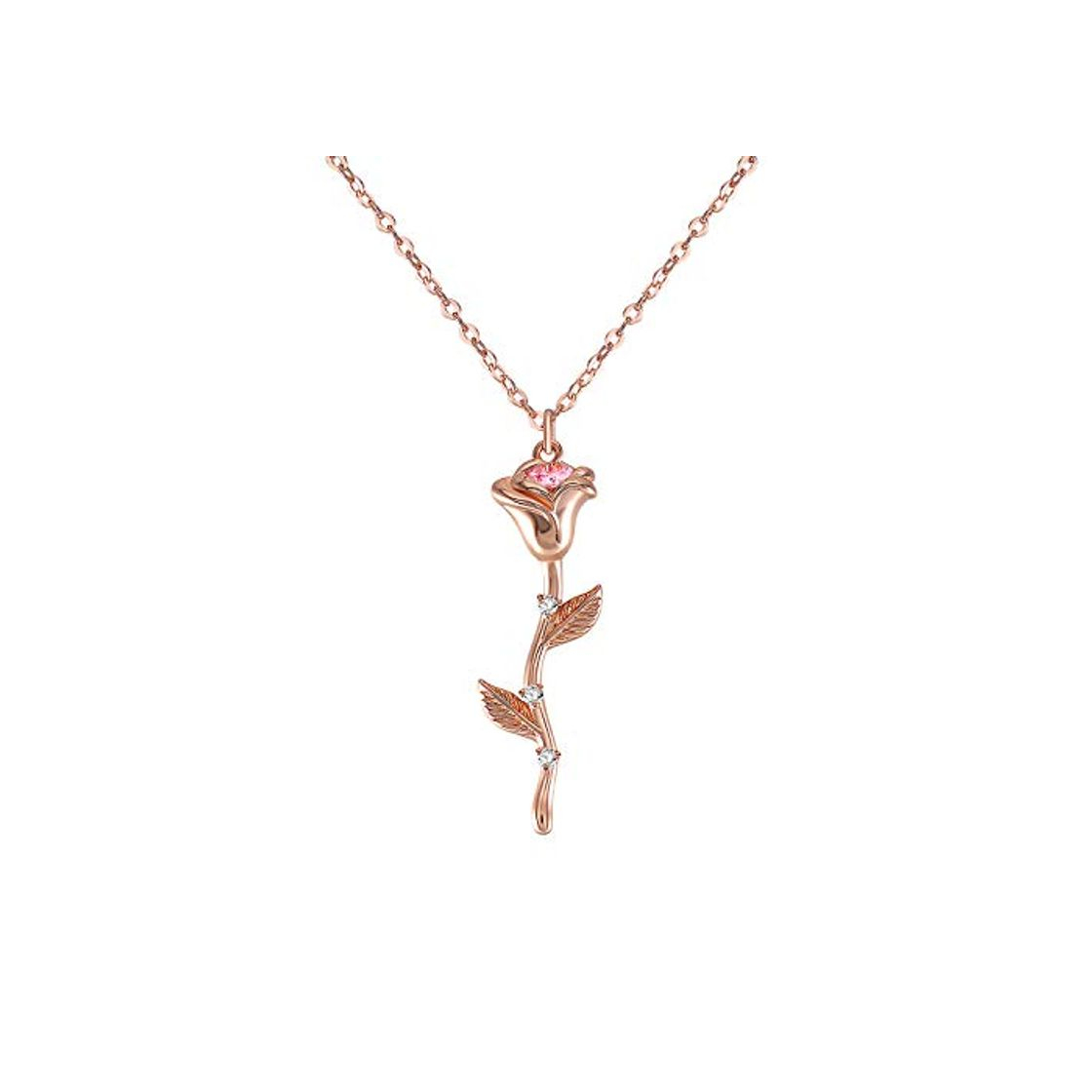 Social QUINBY Collar con flor de rosa para las mujeres niñas, chapado en