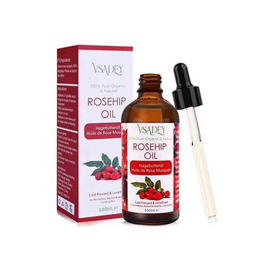 VSADEY Aceite de Rosa Mosqueta Orgánico 100% Puro y Natural Prensado en
