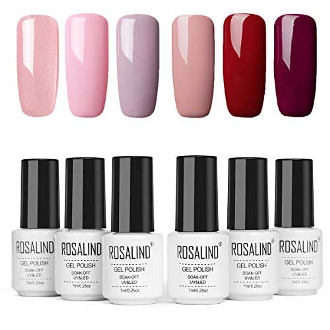 Social ROSALIDN Esmalte de Uñas, Esmaltes Semipermenentes para Uñas, 6pcs Kit de Uñas