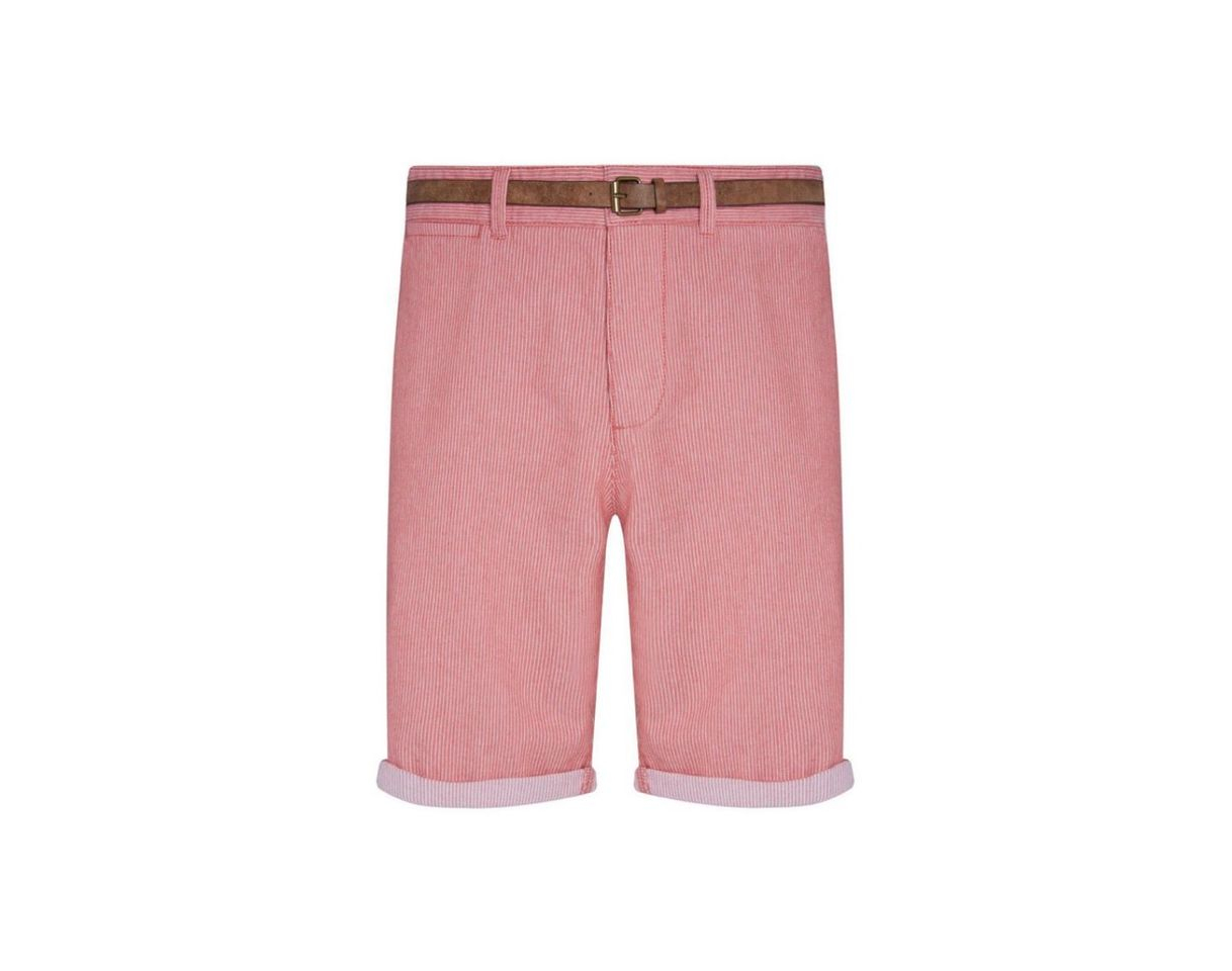 Social Pantalón corto rojo a rayas con cinturón marrón