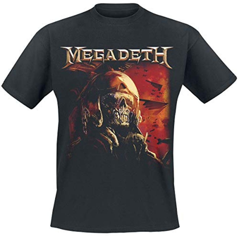 Moda Megadeth Fighter Pilot Hombre Camiseta Negro M