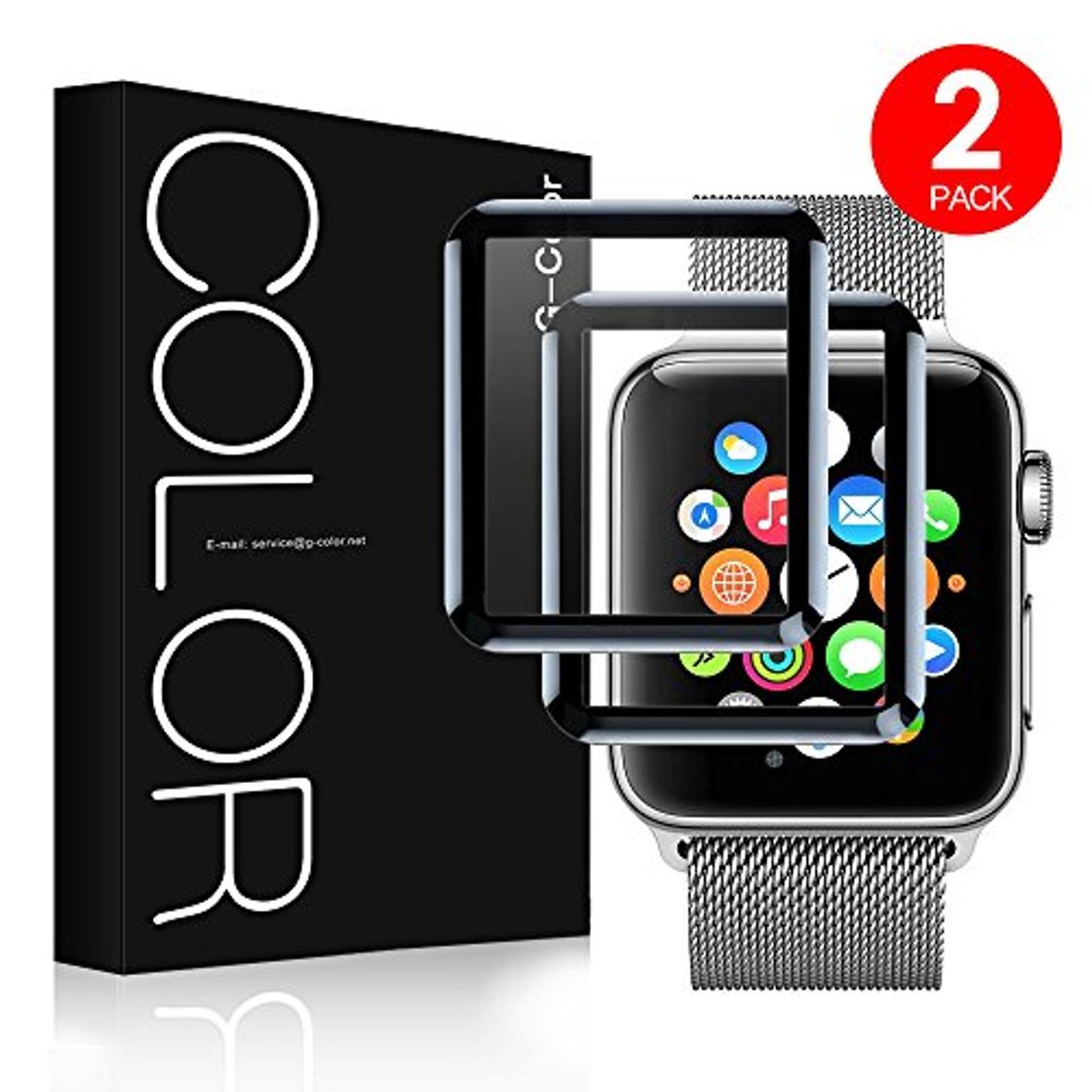 Producto G-Color Apple Watch 42mm Protector de Pantalla, [2 Piezas], Cristal Templado, 3D