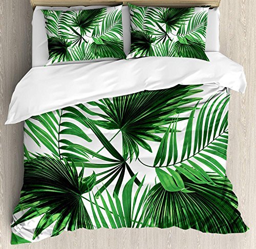 Producto Juego de funda nórdica Palm Leaf 3 PCS, hojas vívidas realistas de