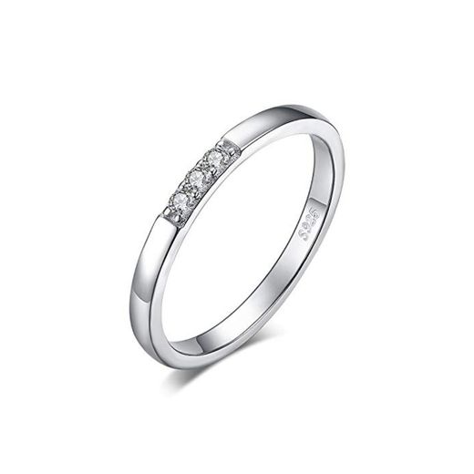 JewelryPalace Anillo Nupcial Conjunto de 3 Piedra Zirconia cúbica de Boda Plata