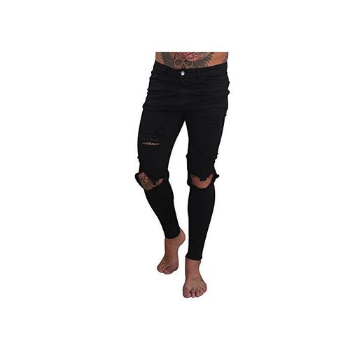 Gusspower Pantalones Vaqueros Hombres Rotos Pitillo Slim Fit Skinny Pantalones Casuales Elasticos