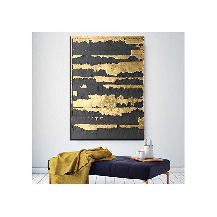 Social Pintura abstracta de arte dorado sobre lienzo cuadros de arte de pared