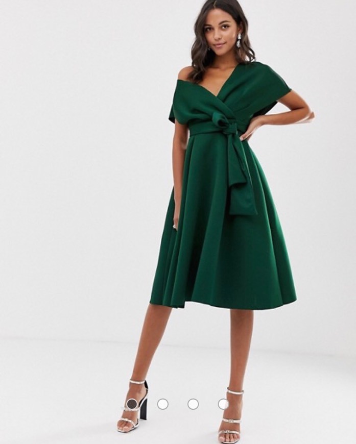 Productos ASOS fallen shoulder green midi dress