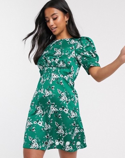 ASOS green floral print dress