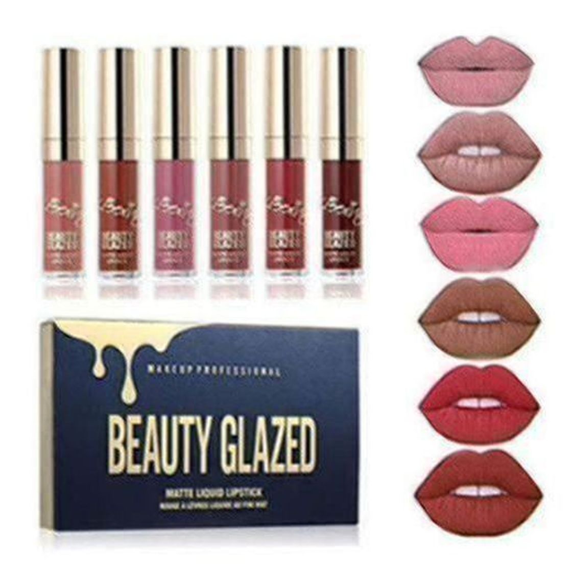Social Beauty Sexy 6PCS/brillo de labios mate Sexy líquido Lipstick impermeable larga duración