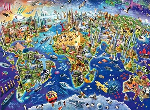 MTAMMD Puzzles Colorido Mapa del Mundo El Rompecabezas De Madera 500 1000