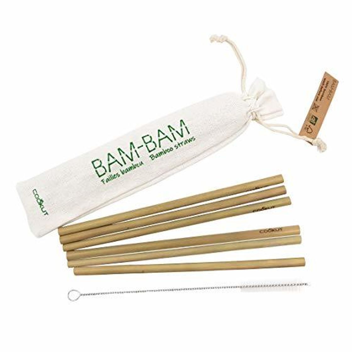 Elemento de la categoría hogar Cookut - Bam Bam - Pajitas Reutilizables 100% Naturales de bambú ecológico Issues de bosques gérées