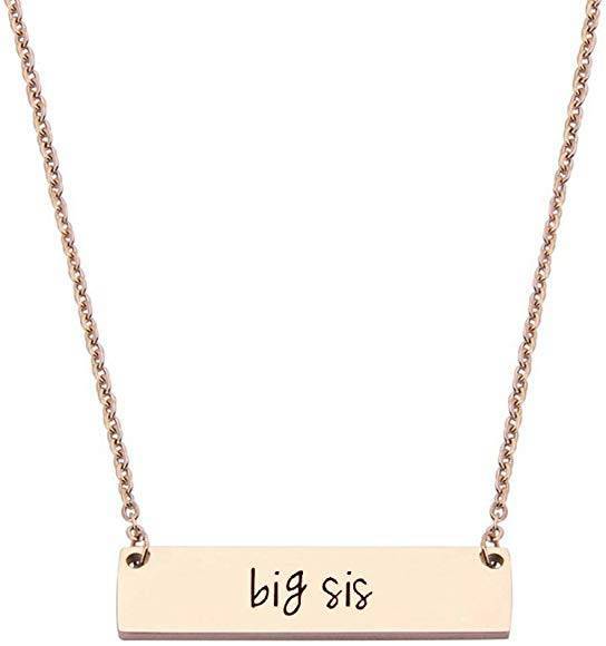 Products Sister Bar Necklace Set Lil Sis & Big Sis Hand Stamped Bar