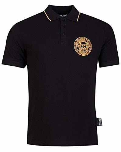 Fashion Versace Jeans Couture Embroidered Head Polo Shirt Small Black