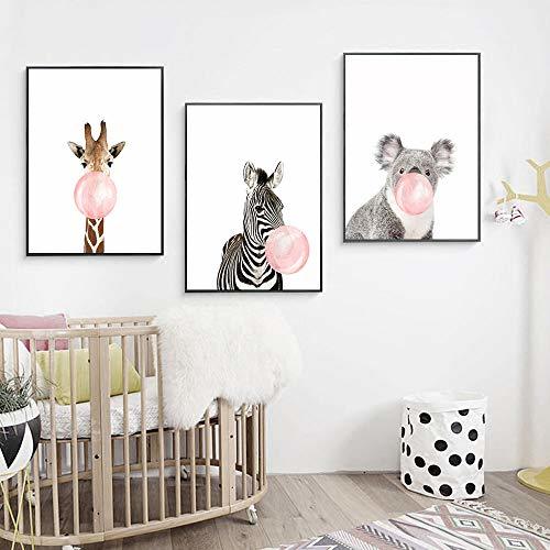 Productos Juego de 3 Pósteres Animales Koala Jirafa Cebra Laminas Decorativas Pared Infantil