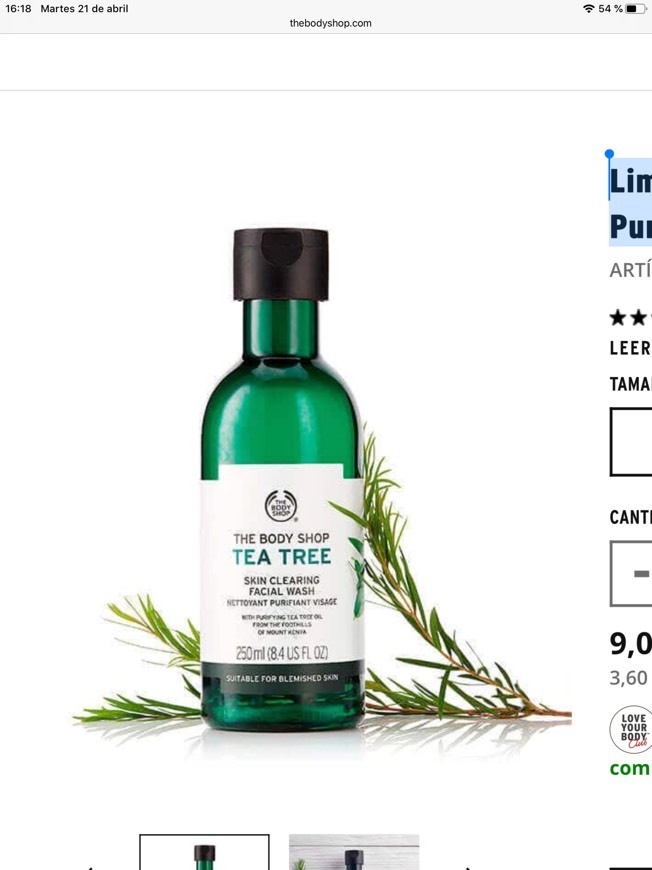 Product Limpiador Facial Purificante Árbol de Té