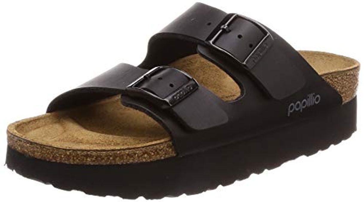 Moda Papillio Arizona, Sandalias con Punta Abierta para Mujer, Negro