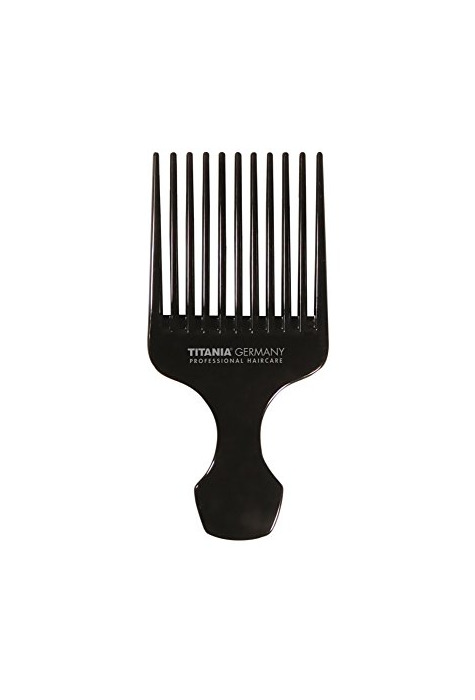 Belleza Titania Afro peine, tamaño grande, con mango, aprox. 15 cm, Negro, 1er Pack