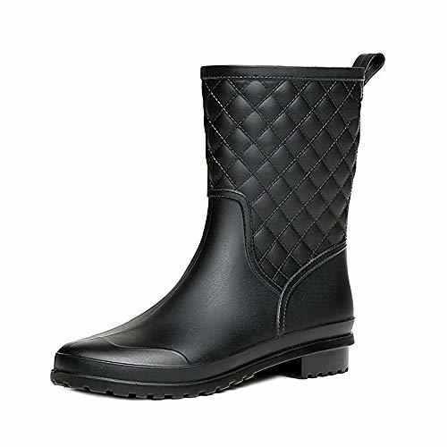 Social Bota Agua Mujer Jardín Trabajo Lluvia Botas Antideslizante Wellington Boots Negro 39