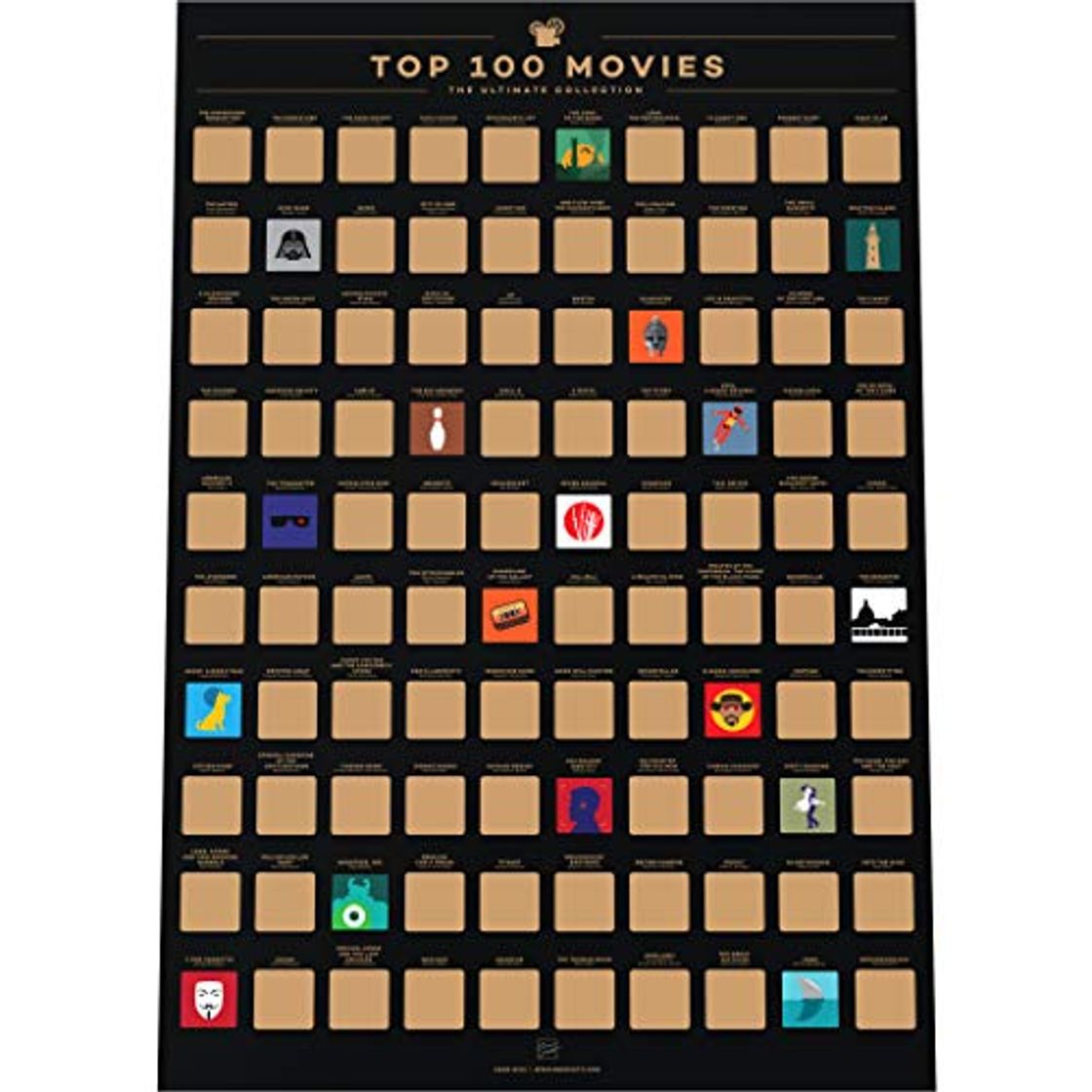 Enno Vatti 100 Movies Scratch Off Bucket List Poster - Póster de