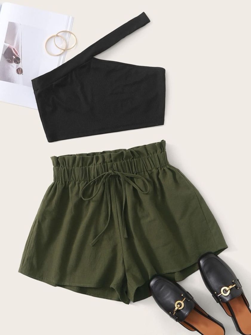 Moda Conjunto preto e verde 