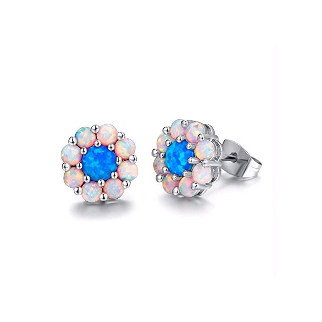 Moda ZHWM Pendientes De clip Aros Pendientes De La Flor De Piedra De Fuego Azul Y Blanco Redondos De Moda para La Joyería De La Boda del Partido De Las Mujeres Acessories