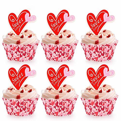 Producto Howaf 100 x Moldes de Papel para Magdalenas y Toppers Tarta Cupcake