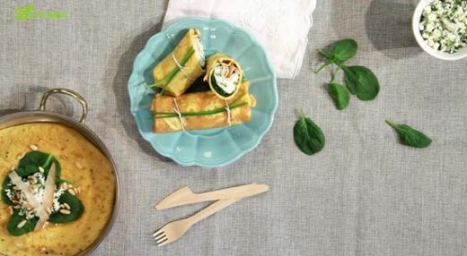 Wraps de Omelete com Requeijão e Espinafres 