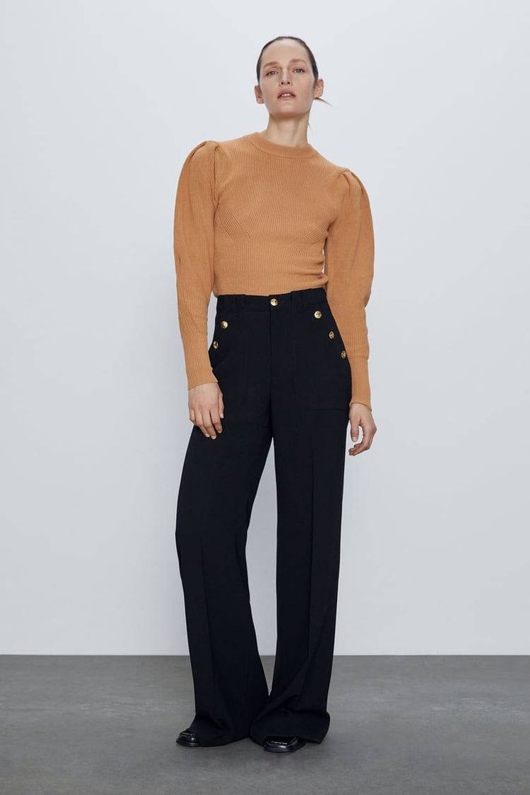 Social ZARA SWEATER DE MALHA DE MANGA ABALONADA