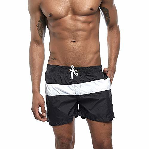 Fashion Tqzx Bañador Hombre Pantalones de Playa Empalme Rayado de los Hombres Shorts