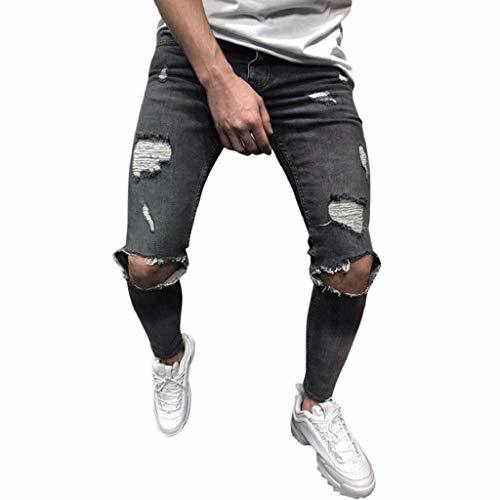 Fashion QUICKLYLy Pantalones Vaqueros Hombre Rotos Pitillo Elasticos Skinny Ajustados Trekking Casual Chandal