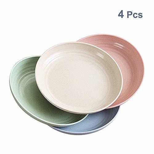 Social Platos de cena de paja de trigo de 7.8 pulgadas, aptos para