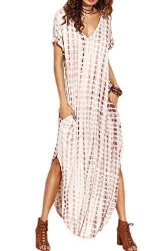 Social Vestidos Mujer Casual Playa Largos Verano Tie Dye Vestido Boho Hendidura Falda