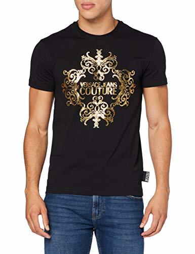 Moda Versace Jeans Couture Man T-Shirt Camiseta, Negro